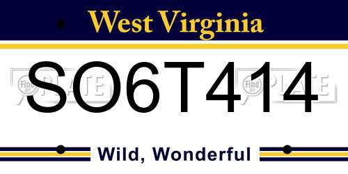 SO6T414 West Virginia License Plate