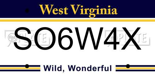 SO6W4X West Virginia License Plate