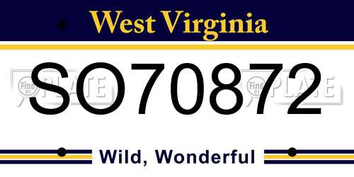 SO70872 West Virginia License Plate
