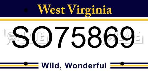 SO75869 West Virginia License Plate