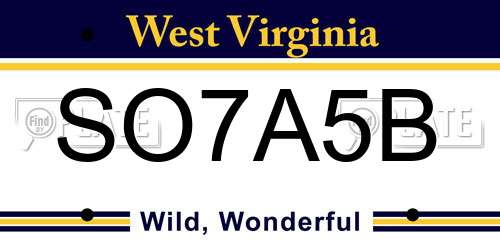 SO7A5B West Virginia License Plate