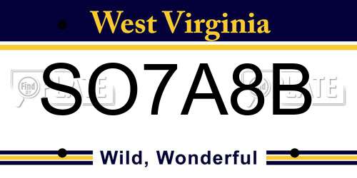 SO7A8B West Virginia License Plate