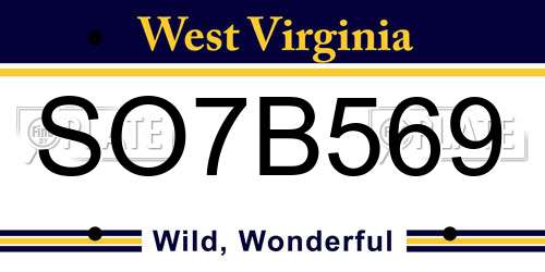 SO7B569 West Virginia License Plate