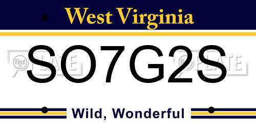 SO7G2S West Virginia License Plate