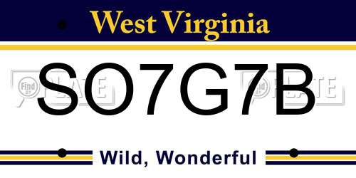 SO7G7B West Virginia License Plate