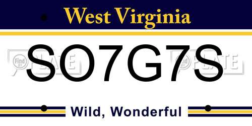 SO7G7S West Virginia License Plate