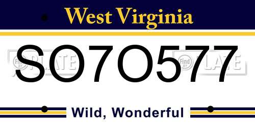 SO7O577 West Virginia License Plate