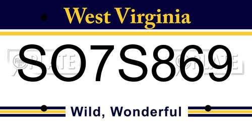 SO7S869 West Virginia License Plate