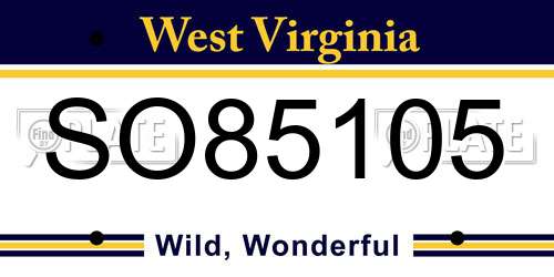 SO85105 West Virginia License Plate