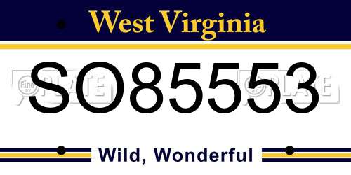 SO85553 West Virginia License Plate