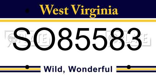 SO85583 West Virginia License Plate
