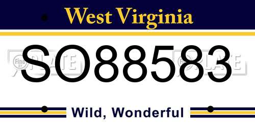 SO88583 West Virginia License Plate