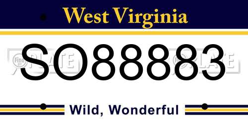 SO88883 West Virginia License Plate
