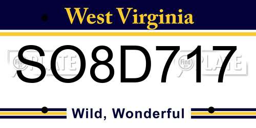 SO8D717 West Virginia License Plate