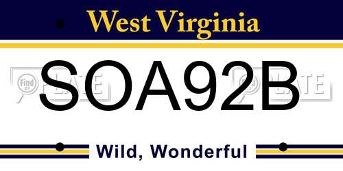 SOA92B West Virginia License Plate