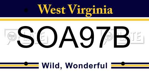 SOA97B West Virginia License Plate