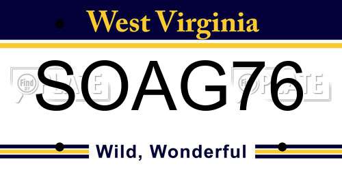 SOAG76 West Virginia License Plate