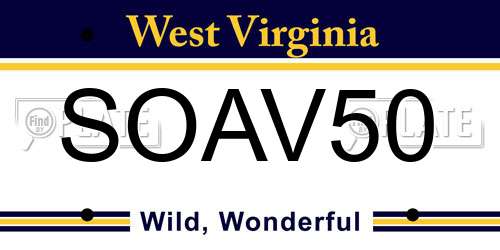 SOAV50 West Virginia License Plate
