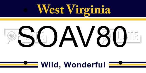 SOAV80 West Virginia License Plate
