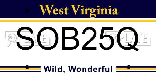 SOB25Q West Virginia License Plate