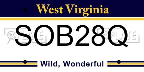 SOB28Q West Virginia License Plate