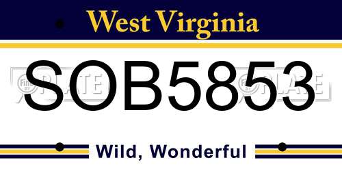 SOB5853 West Virginia License Plate