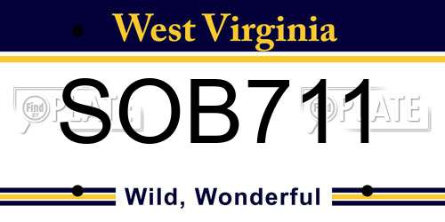 SOB711 West Virginia License Plate
