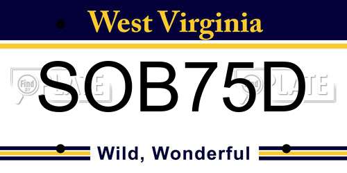 SOB75D West Virginia License Plate