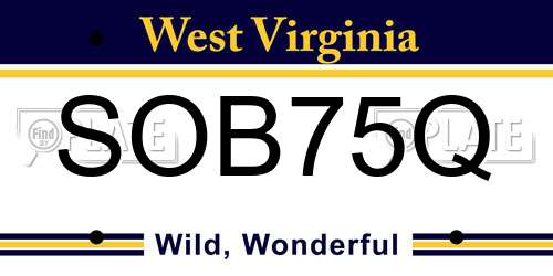 SOB75Q West Virginia License Plate