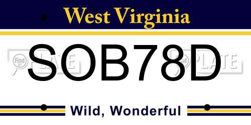 SOB78D West Virginia License Plate