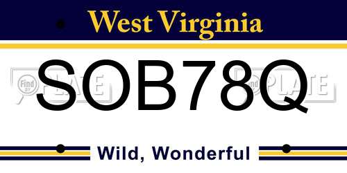 SOB78Q West Virginia License Plate