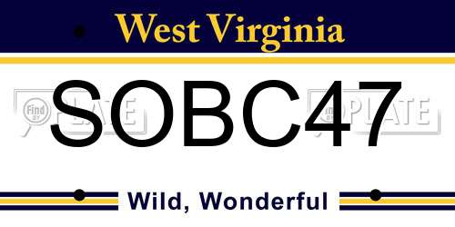 SOBC47 West Virginia License Plate