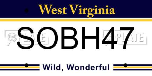 SOBH47 West Virginia License Plate