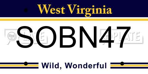 SOBN47 West Virginia License Plate
