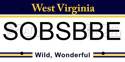 SOBSBBE West Virginia License Plate