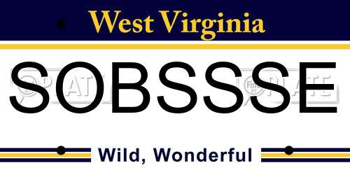 SOBSSSE West Virginia License Plate