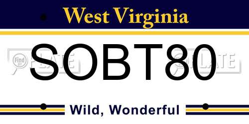 SOBT80 West Virginia License Plate