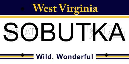 SOBUTKA West Virginia License Plate