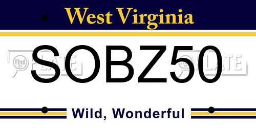 SOBZ50 West Virginia License Plate