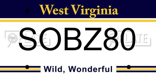 SOBZ80 West Virginia License Plate
