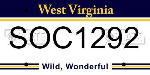 SOC1292 West Virginia License Plate
