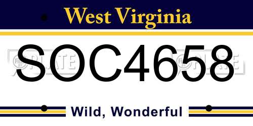SOC4658 West Virginia License Plate