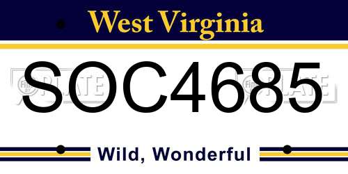 SOC4685 West Virginia License Plate