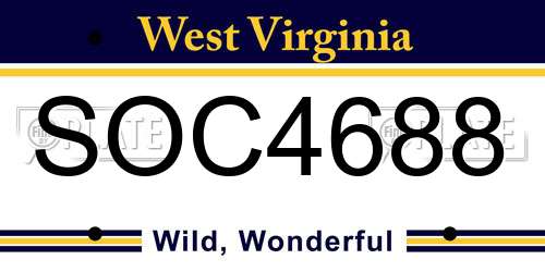 SOC4688 West Virginia License Plate