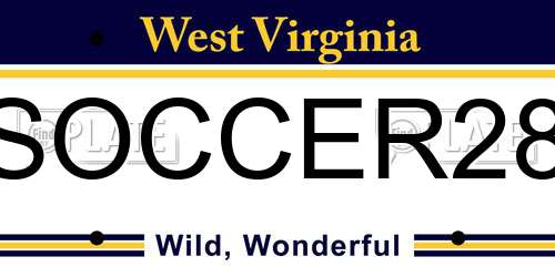 SOCCER28 West Virginia License Plate