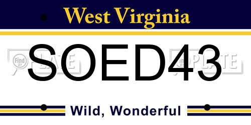 SOED43 West Virginia License Plate
