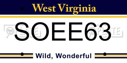 SOEE63 West Virginia License Plate