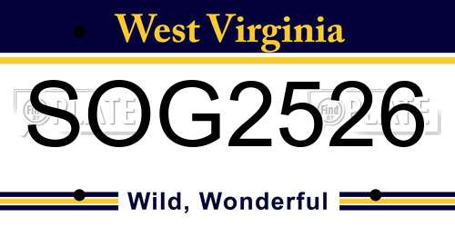 SOG2526 West Virginia License Plate