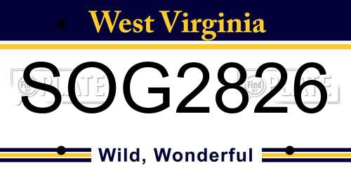 SOG2826 West Virginia License Plate