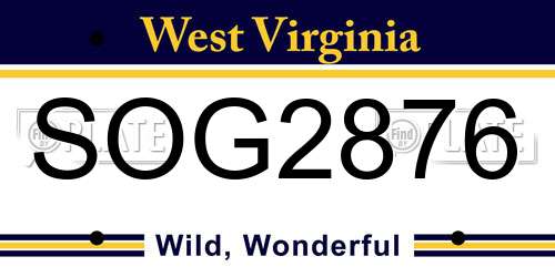 SOG2876 West Virginia License Plate